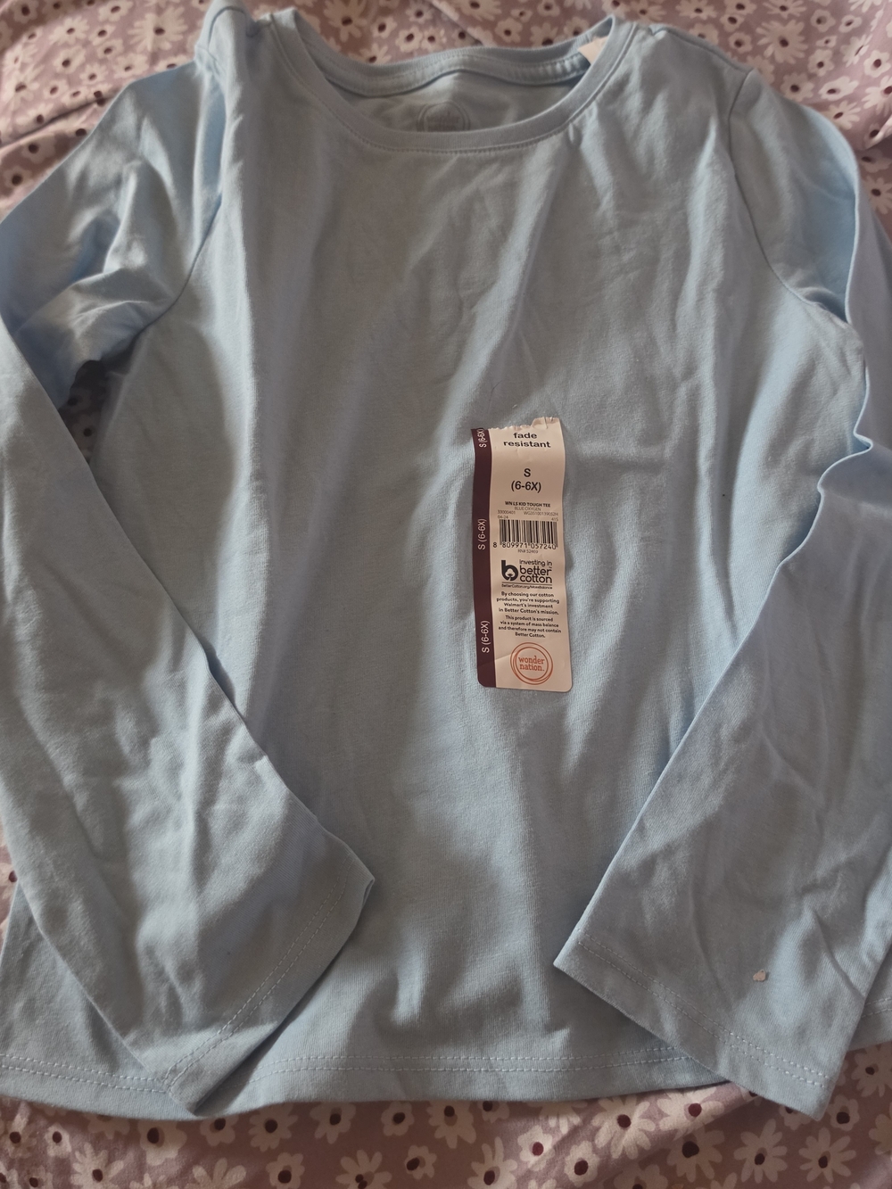 wonder nation Light Blue Long Sleeve Crewneck Tee